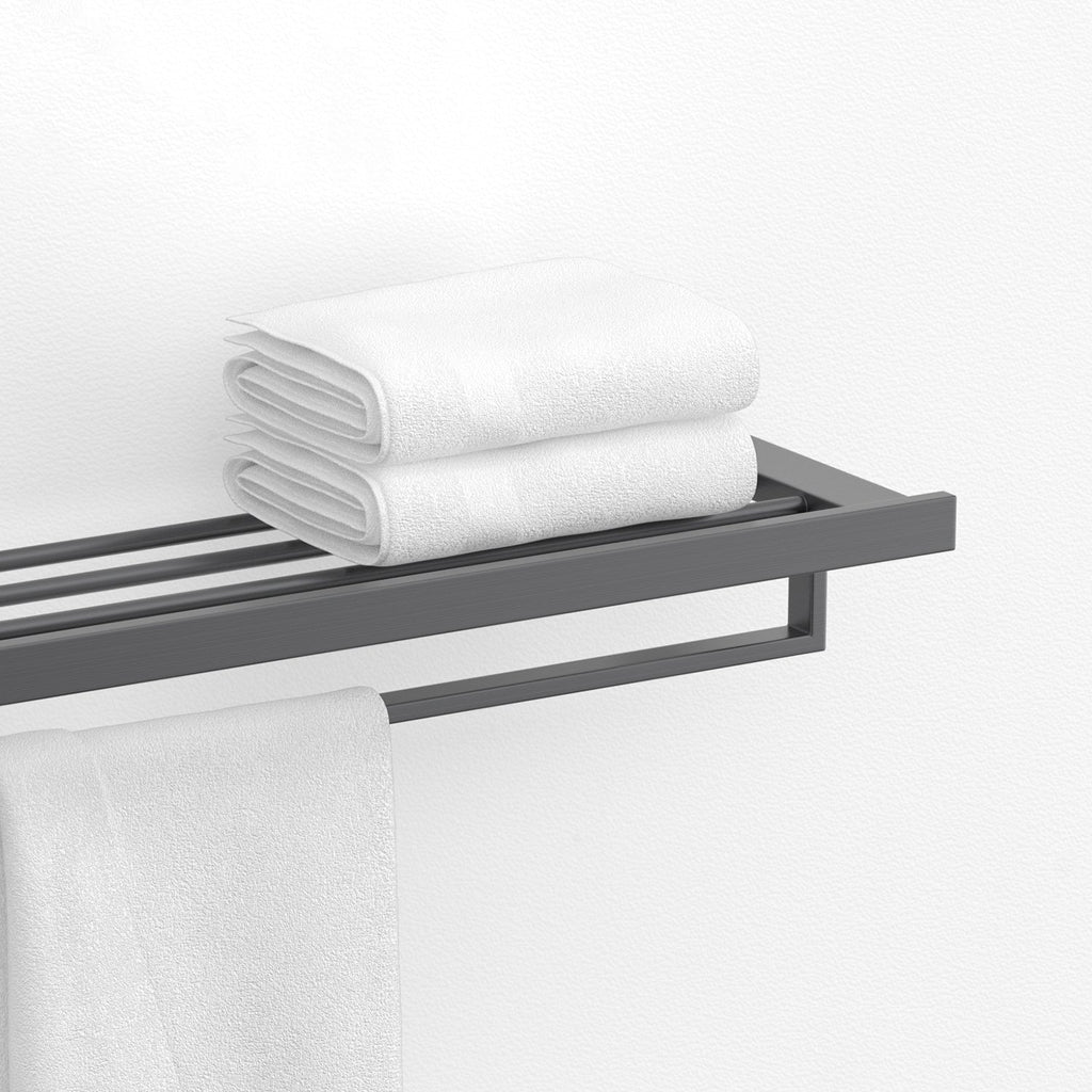 Gray contemporary bathroom accessory set Brushed gray bath shelf/toilet paper holder/towel bar