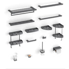 Gray contemporary bathroom accessory set Brushed gray bath shelf/toilet paper holder/towel bar