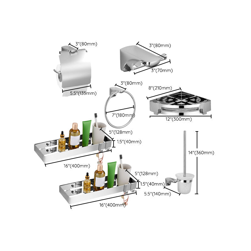 Silver Bathroom Accessories Hardware Set Modern Bathroom Accessories Kit