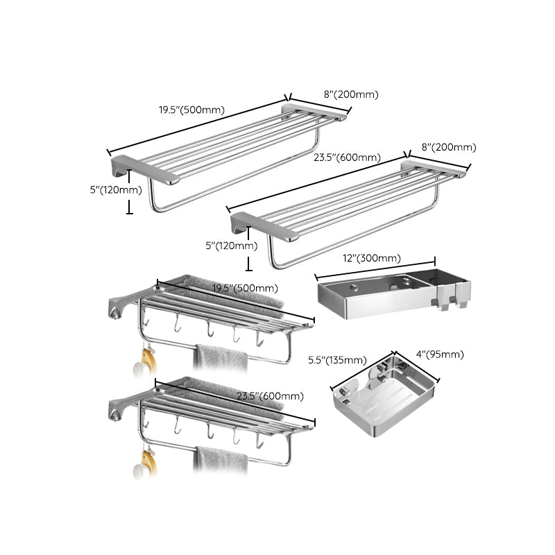 Silver Bathroom Accessories Hardware Set Modern Bathroom Accessories Kit