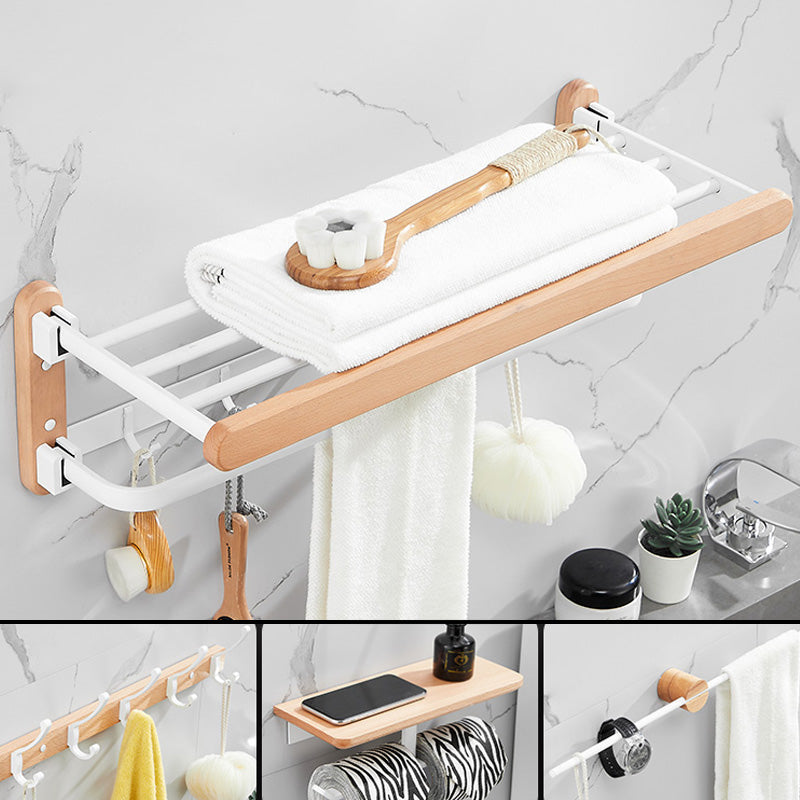 White 7-piece bathroom accessory set wood and metal bath set