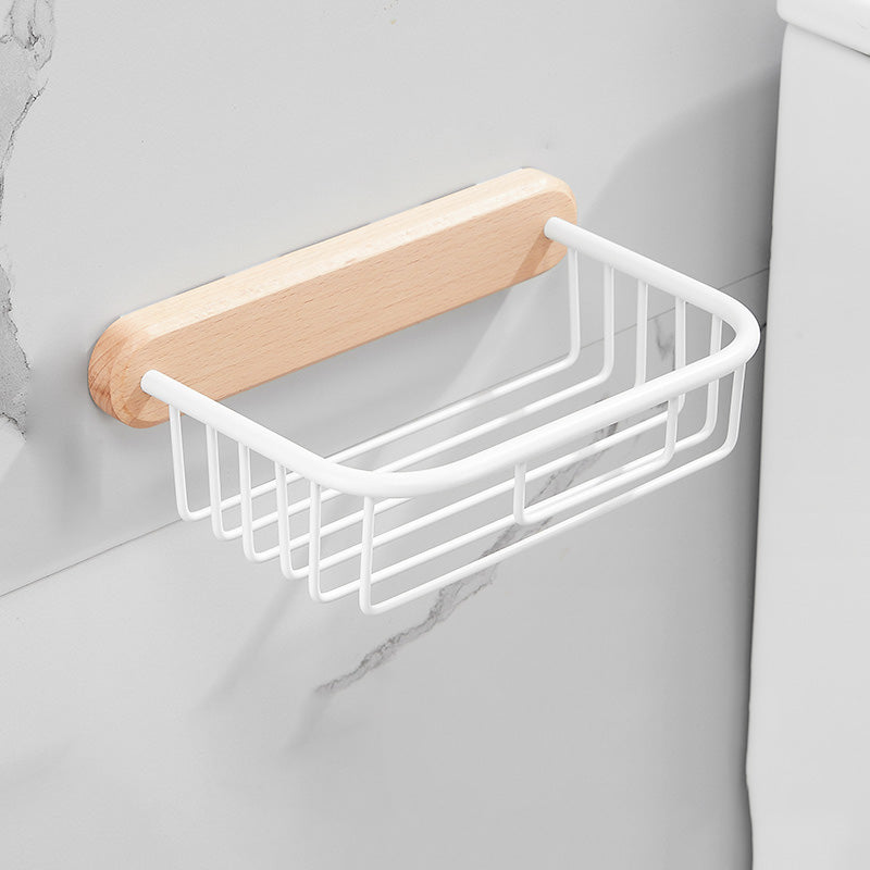White 7-piece bathroom accessory set wood and metal bath set
