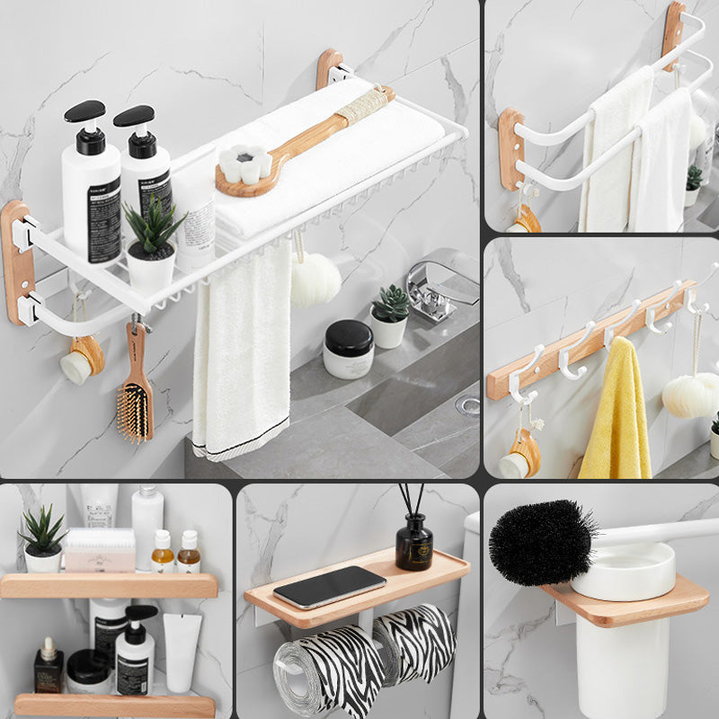 White 7-piece bathroom accessory set wood and metal bath set
