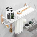 White 7-piece bathroom accessory set wood and metal bath set