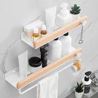White 7-piece bathroom accessory set wood and metal bath set