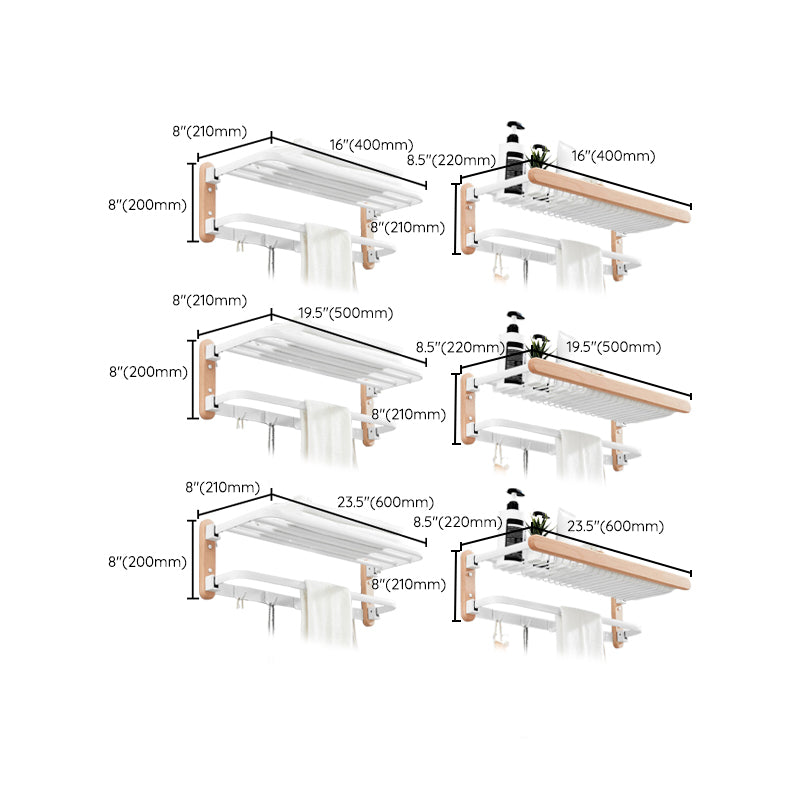 White 7-piece bathroom accessory set wood and metal bath set