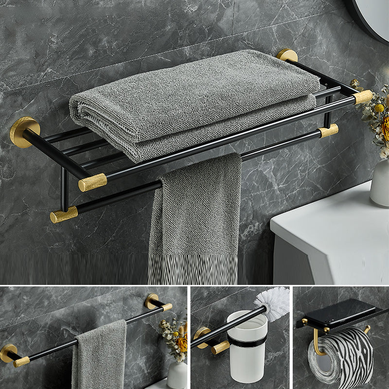 5-piece modern bathroom accessory set made of black brass bathroom hardware
