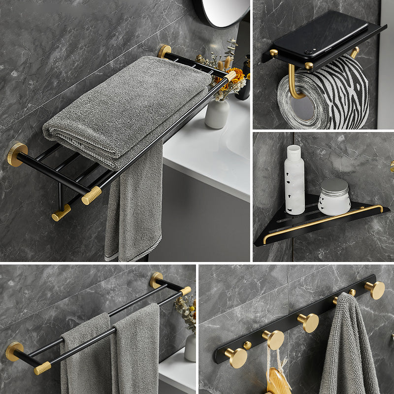 5-piece modern bathroom accessory set made of black brass bathroom hardware