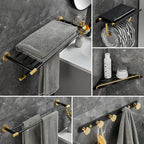 5-piece modern bathroom accessory set made of black brass bathroom hardware