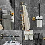 5-piece modern bathroom accessory set made of black brass bathroom hardware
