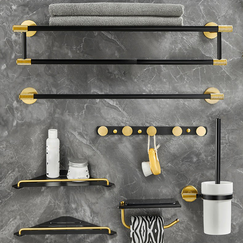 5-piece modern bathroom accessory set made of black brass bathroom hardware
