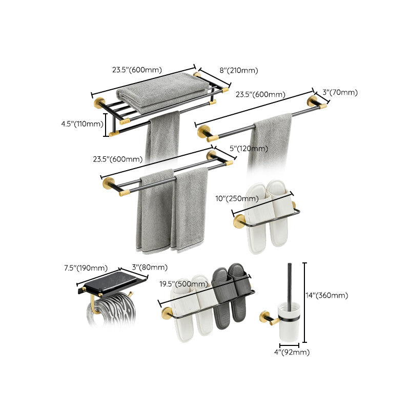 5-piece modern bathroom accessory set made of black brass bathroom hardware