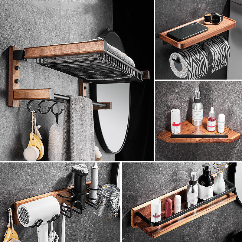 7-piece bathroom accessory set wood and metal bathroom accessory hardware set