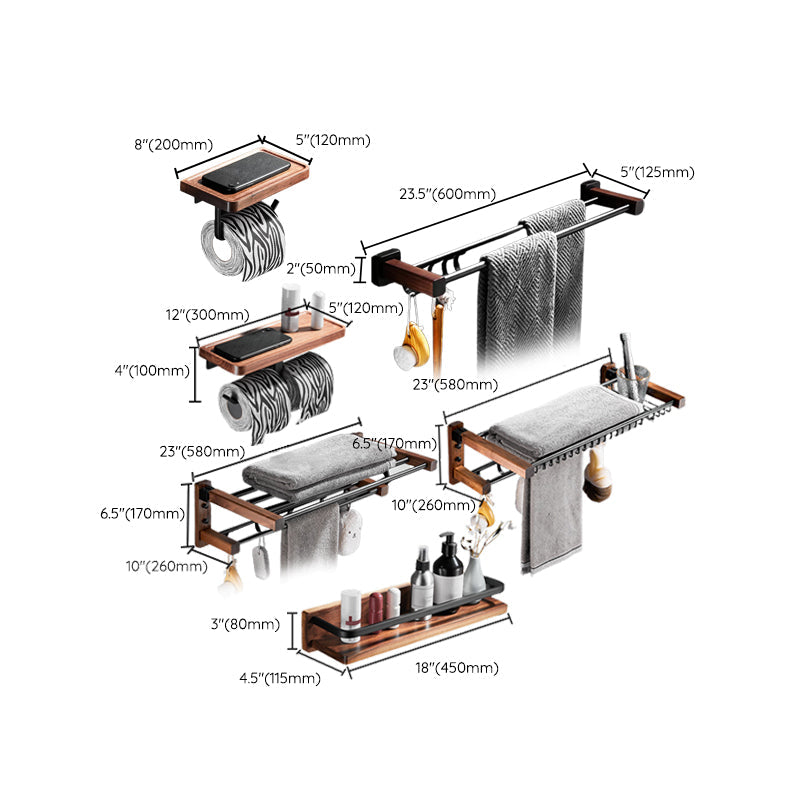 7-piece bathroom accessory set wood and metal bathroom accessory hardware set