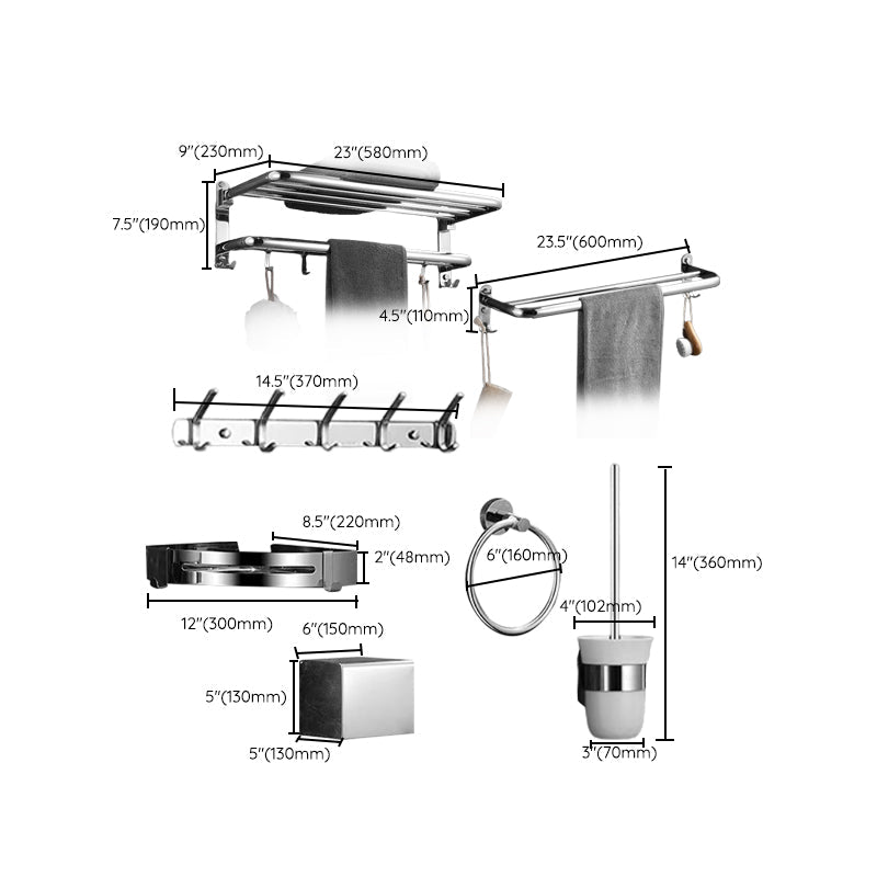 Modern Bathroom Accessories Set Silver Bathroom Accessories Hardware Set