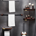 Metal Bathroom Accessories Set Walnut Brown Bathroom Accessories Set