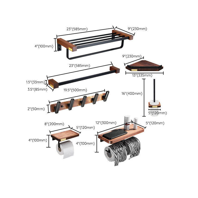 Metal Bathroom Accessories Set Walnut Brown Bathroom Accessories Set
