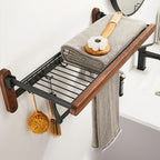Walnut Brown Bathroom Accessory Set Metal Folding Bath Hardware Set