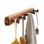 Walnut Brown Bathroom Accessory Set Metal Folding Bath Hardware Set