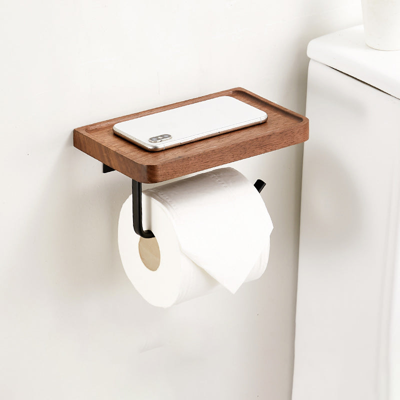 Walnut Brown Bathroom Accessory Set Metal Folding Bath Hardware Set