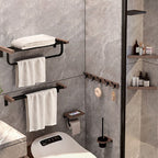 7-piece bathroom accessory set metal bath set with wood accents