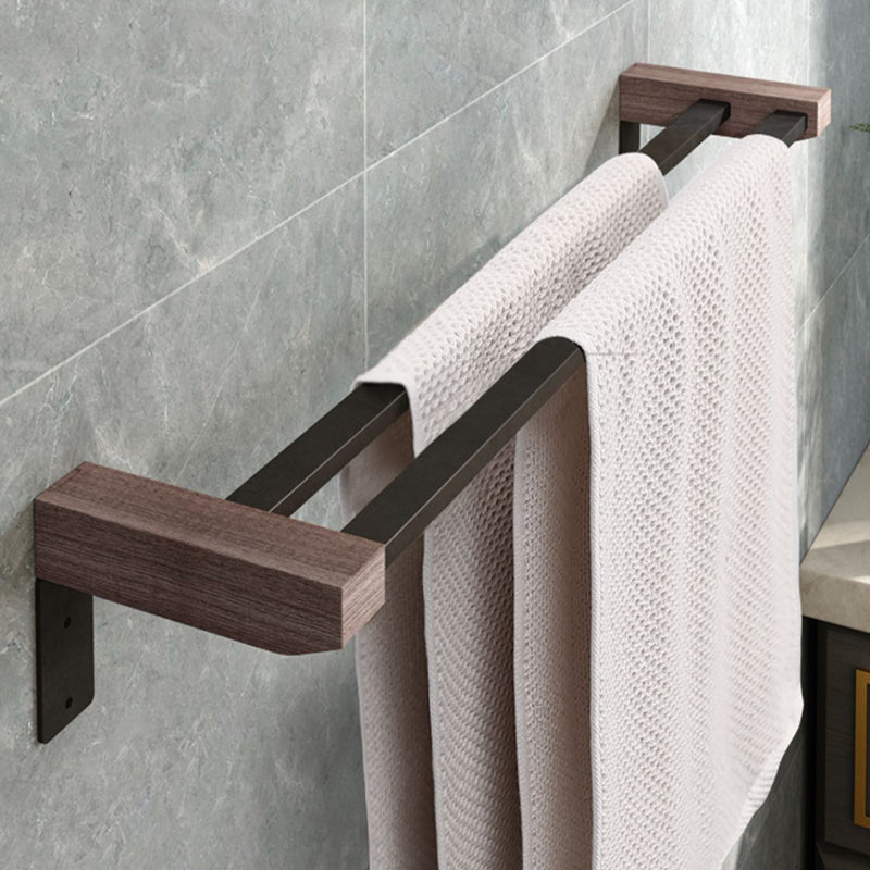 7-piece bathroom accessory set metal bath set with wood accents