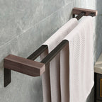 7-piece bathroom accessory set metal bath set with wood accents