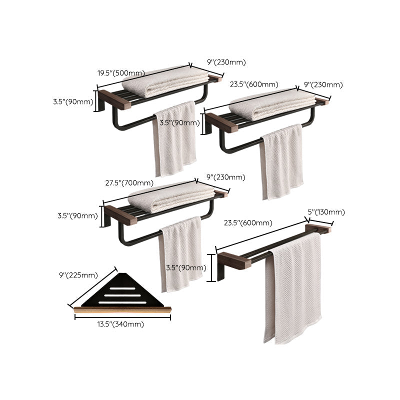 7-piece bathroom accessory set metal bath set with wood accents