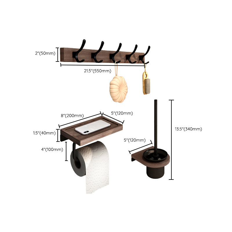 7-piece bathroom accessory set metal bath set with wood accents