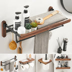 Solid Wood Bathroom Accessories Set Folding Metal Bathroom Accessories