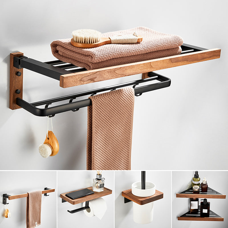 7-piece toilet accessory set made of solid wood and metal