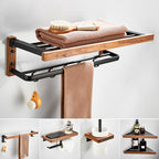 7-piece toilet accessory set made of solid wood and metal