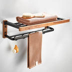 7-piece toilet accessory set made of solid wood and metal