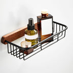 7-piece toilet accessory set made of solid wood and metal