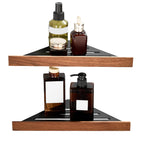 7-piece toilet accessory set made of solid wood and metal