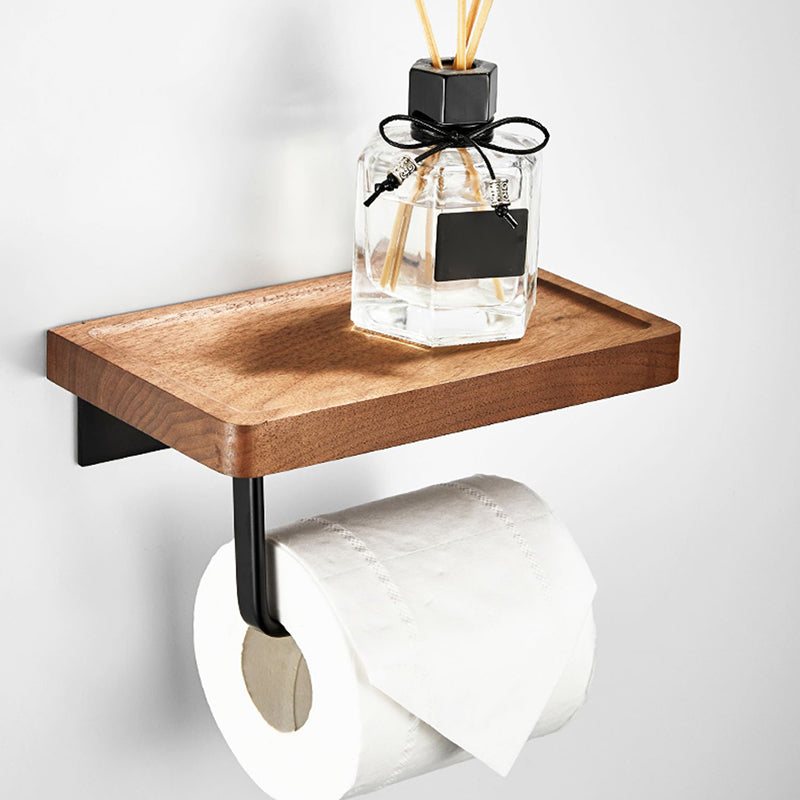 7-piece toilet accessory set made of solid wood and metal