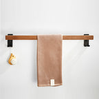 7-piece toilet accessory set made of solid wood and metal