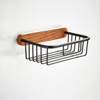 7-piece toilet accessory set made of solid wood and metal