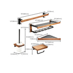 7-piece toilet accessory set made of solid wood and metal