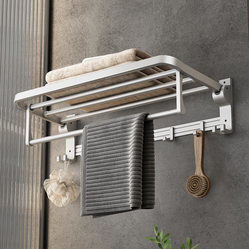 Contemporary Silver Metal Bathroom Fittings Set with Triangle Bathroom Shelf