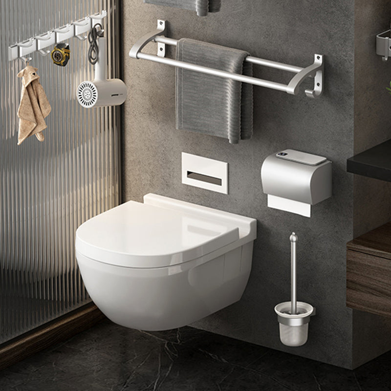 Contemporary Silver Metal Bathroom Fittings Set with Triangle Bathroom Shelf