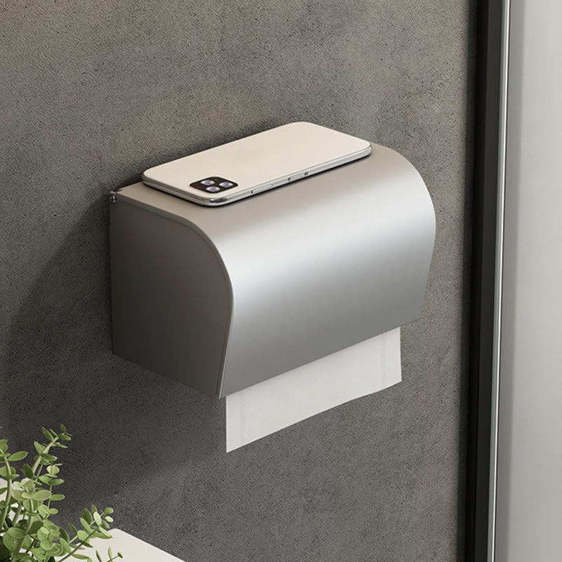 Contemporary Silver Metal Bathroom Fittings Set with Triangle Bathroom Shelf
