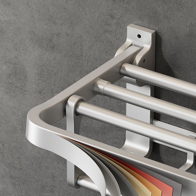 Contemporary Silver Metal Bathroom Fittings Set with Triangle Bathroom Shelf