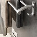 Contemporary Silver Metal Bathroom Fittings Set with Triangle Bathroom Shelf
