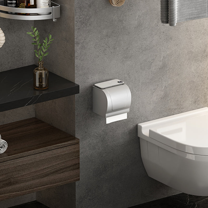 Contemporary Silver Metal Bathroom Fittings Set with Triangle Bathroom Shelf