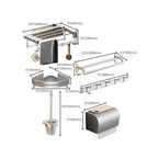 Contemporary Silver Metal Bathroom Fittings Set with Triangle Bathroom Shelf