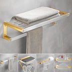 Bathroom Accessories Set in Gold Metal and Acrylic Bathroom Accessories Set