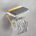 Bathroom Accessories Set in Gold Metal and Acrylic Bathroom Accessories Set