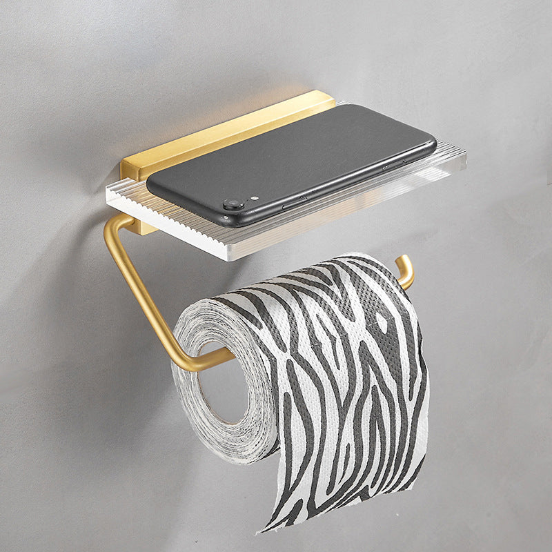 Bathroom Accessories Set in Gold Metal and Acrylic Bathroom Accessories Set
