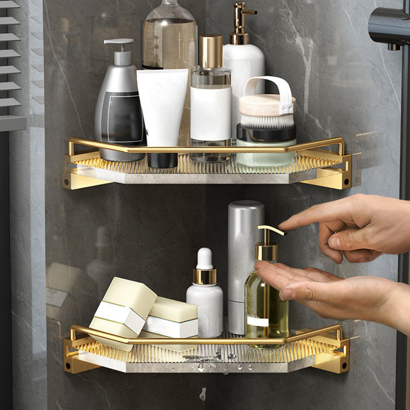Bathroom Accessories Set in Gold Metal and Acrylic Bathroom Accessories Set